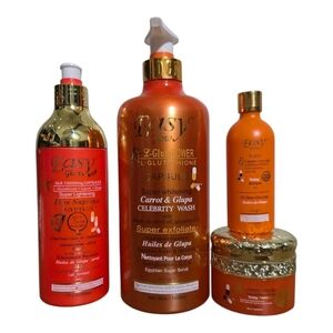Easy Glow Glutathione Carrot Glupa Milk,Body Wash, Serum And Cream